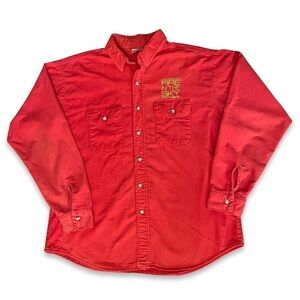 Vintage 1993 Fire In The Sky Movie Promo Button Up Shirt Red XL